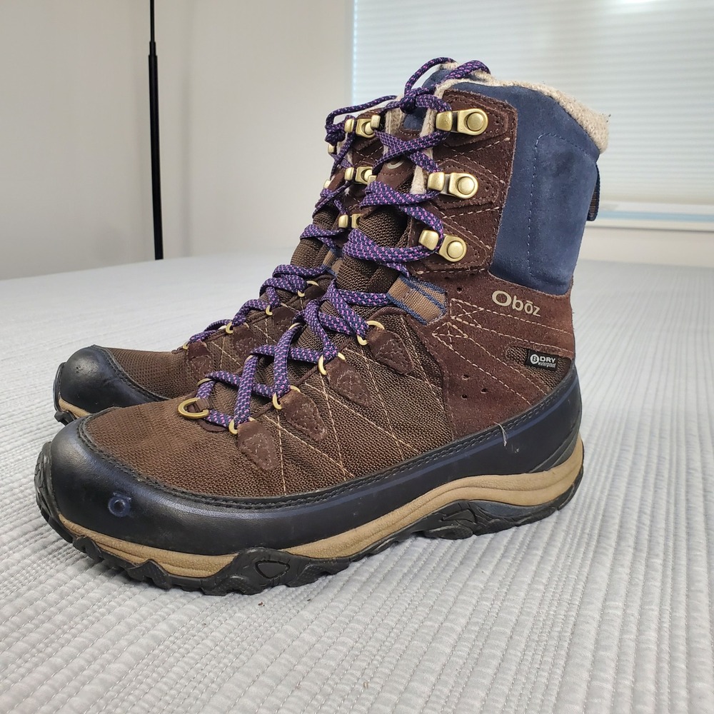 Oboz Bridger Insulated Hiking Boots Womens Size 8 Brown Waterproof 200g